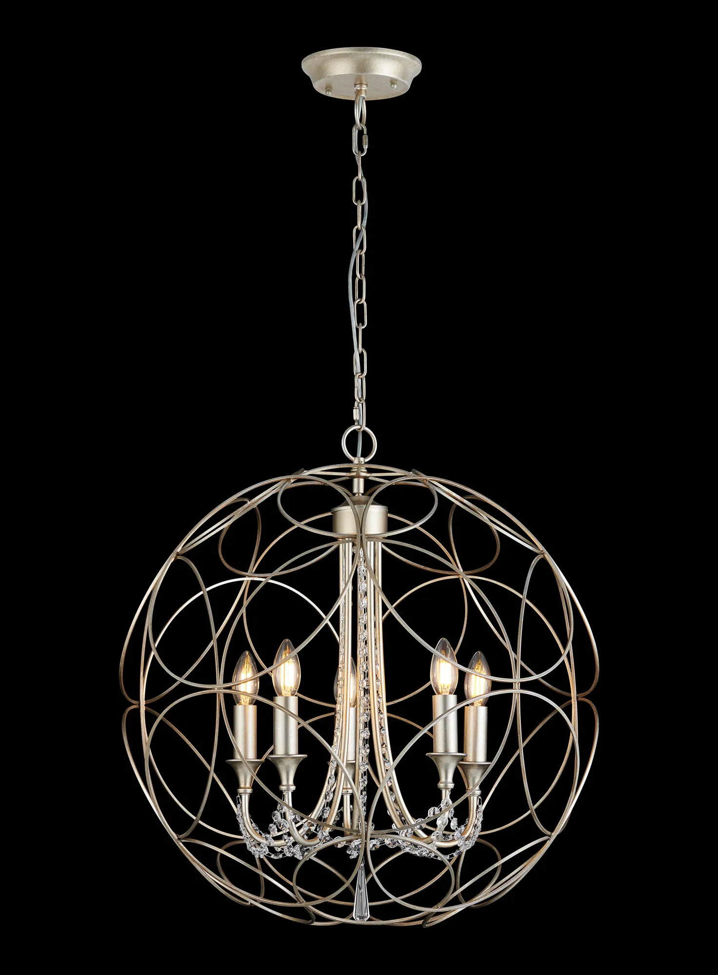 IL31850  Celine Pendant Sphere 5 Light E14 Aged Silver